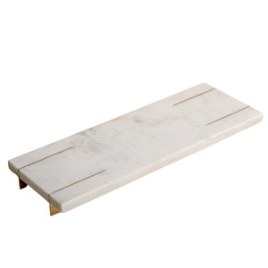 Luxury White Marble Rectangular Serving Tray Gold Metal Feet Classic Decorative Multifunction Display <b>for</b> Home <b>Desk</b> Living Room - Product Image 1