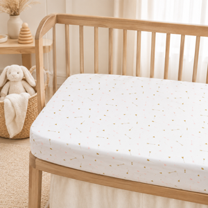 Organic Cotton <b>Crib</b> Fitted <b>Sheet</b> | GOTS Certified Custom Floral Printed Waterproof 200TC Unisex Baby Bedding OEM Wholesale - Product Image 1