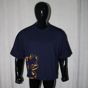 T-shirt à manches courtes bleu marine pour homme avec imprimé dragon doré, col rond, décontracté, imprimé à l'écran, jersey 100% coton FINER THREADS - Product Image 3