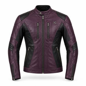 Chaqueta de Motociclista de Cuero de Diseño |   Negro Ciruela Verde Cognac |   Fabricante OEM ODM |   Diseño de Calidad Premium | Logotipo Personalizado | - Product Image 1