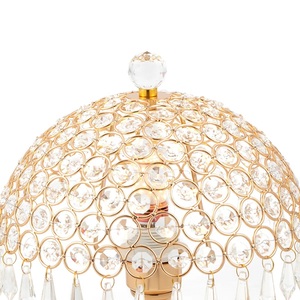 Lampe de table de luxe en cristal doré avec pampilles, élégante lampe de chevet en cristal K9 pour décoration de mariage, style européen, pour table de nuit - Product Image 2