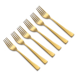 Ensemble de couverts de luxe en acier inoxydable, fourchette, cuillère, couteau, design élégant, finition miroir dorée, durable, réutilisable - Product Image 1
