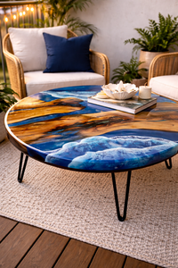 Mesa de Centro Redonda de Resina Epoxi de Lujo Personalizada, Mesa de Centro de Madera Maciza Hecha a Mano, Muebles de Diseño Moderno - Product Image 4