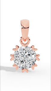 Pendentif élégant en forme de cœur avec diamant solitaire taille ronde excellente en or 18 carats, bijou romantique étincelant - Product Image 5