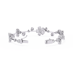 Romántica Pulsera de Diamantes en Oro Blanco, Corte Brillante Redondo, Color D Natural, Certificado GIA, Joyería para Mujer, para Boda - Product Image 2