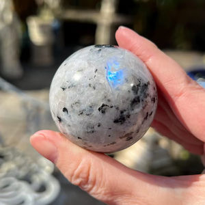 ลูกบอลหินมูนสโตนสีขาวคุณภาพสูง ทรงกลม ธรรมชาติ ประกายสวยงาม สำหรับการทำเรกิ การบำบัด การทำสมาธิ ของตกแต่ง ขายส่ง งานฝีมือคริสตัล - Product Image 2