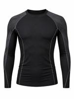 Chemise de sport pour homme tendance, noire et grise, à manches longues, imprimée par sublimation, écologique, à séchage rapide, en polyester, pour adulte