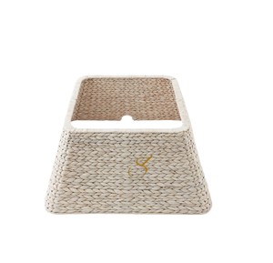 Whitewashed Square Water Hyacinth Christmas Tree Collar 2-Piece <b>Split</b> Xmas Tree Base Ring Holiday Decor Wholesale - Product Image 1
