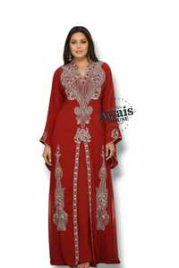 Ensemble 2 pièces de luxe AWAIS HOUSE pour femmes musulmanes, robe longue en velours uni perlé, lavable, coupe trapèze, vente en gros - Product Image 6