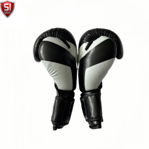 SUMROOS SI Boxing <b>Gloves</b> Black <b>Silver</b> Leather Adjustable Wrist Strap Durable Protective Comfortable Boxing Sets Lace-Up Design - Product Image 3