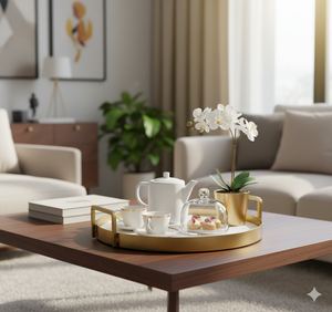 Plateau de service de luxe en marbre écologique avec poignée, idéal pour les fêtes de Noël, la restauration, les restaurants et les hôtels – Vente chaude - Product Image 3