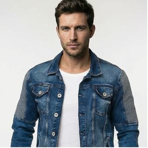 Nueva llegada de la moda chaqueta de mezclilla al por mayor lavado personalizado azul negro hombres Denim Jean chaquetas de alta calidad-Jeans chaqueta para los hombres - Product Image 1