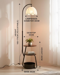 3 Shelve Lamp Wholesale Modern Arc Floor Lamp Manufacturer Built-in Side <b>Table</b> Storage Shelf standing lamp OEM ODM <b>Space</b>-<b>Saving</b> - Product Image 5