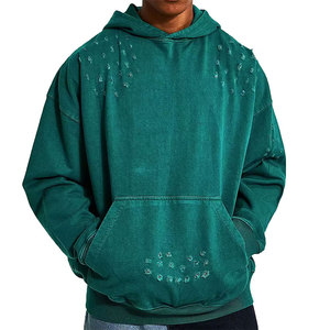 Sweat à capuche surdimensionné personnalisé avec logo, effet vieilli, en mélange de coton, lavage artisanal, OEM ODM, vente en gros - Product Image 1