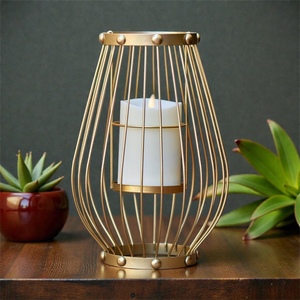 Gold Wire <b>Lantern</b> <b>Brass</b> Candle Holder Heat Resistant Home Decoration Outdoor Indoor Use - Product Image 2