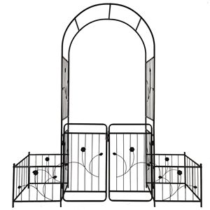 Arco da Giardino in Metallo Nero 79.5 L x 86.6 H con Cancello, Supporto per Piante Rampicanti, Traliccio per Rose e Recinzione - Product Image 3