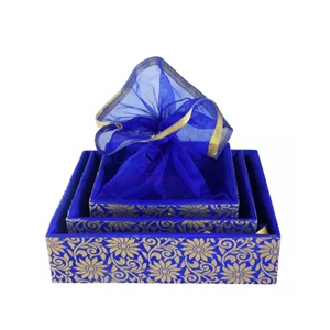 Luxury Handmade Designer 3 Set Decorative Net Fabric Closure Beautiful Green Hamper's for Wedding Party's, Haldi, Mehndi Favor - Product Image 6