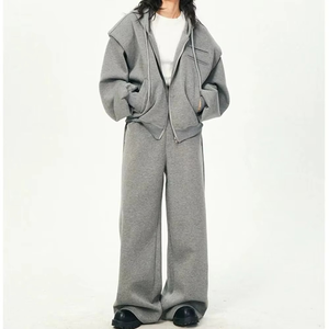 Conjunto Deportivo de Dos Piezas para Mujer, Informal, de Invierno, Ecológico, 100% Algodón Tejido, con Sudadera con Cremallera, Resistente al Viento - Product Image 1