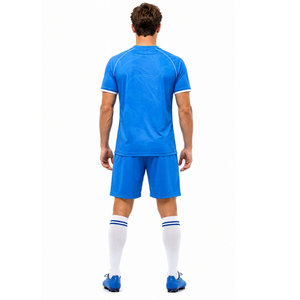 Ensemble de maillots de football sublimés bleus personnalisés pour hommes, uniformes athlétiques à manches courtes anti-transpiration, kits de football toutes saisons - Product Image 4