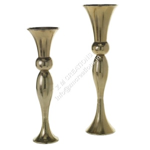 Handmade Coastal Modern Iron Rust Resistant Silver Gold Pillar Flower Vase High Quality Lightweight Wide Mouth Wedding Easter - Product Image 3