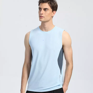 Camisetas sin mangas baratas para hombre con forro de malla interior, chalecos deportivos transpirables para gimnasio, sin mangas, que absorben la humedad, con logotipo de color personalizado, OEM - Product Image 2