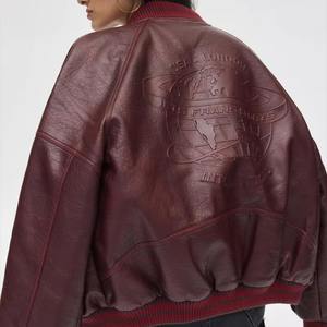 Chaqueta de Motociclista de Cuero Genuino Repujado de Alta Calidad para Hombre, Estilo Bomber, Impermeable, Talla Grande, Estilo Universitario - Product Image 2