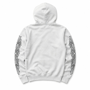 <b>White</b> Mens 100% Cotton <b>Zip</b> <b>up</b> Hoodie Relaxed Fit Drawstring Hood Front Pocket Graphic Sleeve Design custom label - Product Image 3