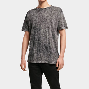 T-shirt vintage délavé à l'acide, coupe ajustée, en jersey, grande taille pour hommes, 100% coton, streetwear décontracté, écologique, respirant - Product Image 2