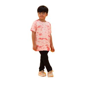 Camiseta de algodón puro tejido para niños, cuello redondo de longitud Regular, Media manga, color rosa, 100% - Product Image 2