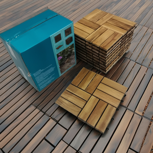 Interlocking Waterproof Wood Plastic Composite <b>Deck</b> Tiles Modern Design Dual Lock Outdoor Non-Hydrophilic 2-Year Warranty - Product Image 2