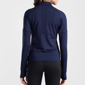 Chaqueta Deportiva de Punto para Mujer, Color Azul Marino, Manga Larga, con Cierre, Diseño Minimalista, Ropa Deportiva, para Primavera - Product Image 3