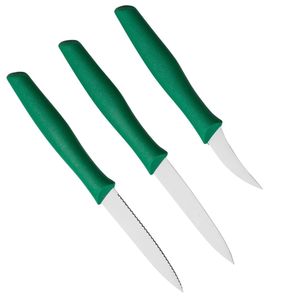 Cuchillos de Cocina con Mango Verde, Juego de Tres Piezas con Diferentes Formas de Hoja para Pelar Frutas, Cortar Verduras y Preparar Alimentos Diariamente - Product Image 6