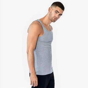 Men's Gray Cotton Tank <b>Top</b> O-Neck Solid Color Knitted Breathable Casual Singlet for Fitness Bodybuilding Workout - Product Image 4