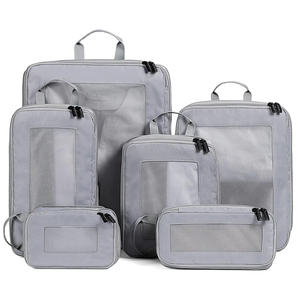 Ensemble de 6 cubes de rangement de voyage gris, organisateurs de bagages imperméables - Product Image 1