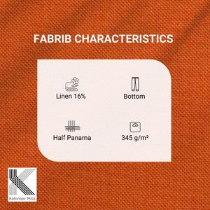 Tela de Lino y Algodón Tipo Panamá, 345 GSM, Color Naranja, Lona Resistente y Transpirable, Fabricación OEM/ODM, Venta al Por Mayor - Product Image 3