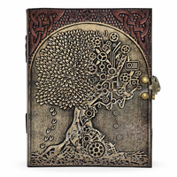 NEW ERA Carnet de notes fait main Arbre de Vie Celtique, couverture rigide gaufrée vintage, reliure cousue, personnalisable, carnet de voyage et de croquis 100 pages