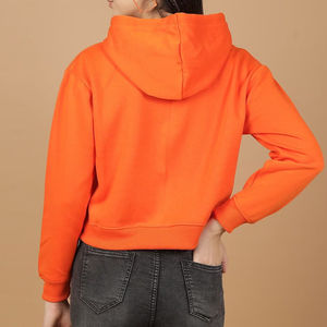Solid Color Crop Top Wholesale <b>Hoodie</b> <b>Women</b> Sleeve Hoodies Crop Top For Girls Autumn <b>Thin</b> Hooded Cropped Pullover <b>Women</b> 100% - Product Image 2