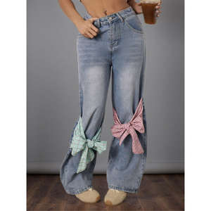 Pantalon en jean léger pour femme, mélange de coton doux, coupe décontractée confortable, style streetwear décontracté, mode quotidienne, OEM - Product Image 5