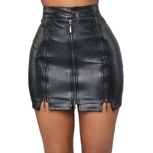 Women's High Waist Faux Leather <b>Mini</b> Pencil Skirt With Zipper Decorations Sexy Club Style Solid Color All Seasons Wear - Product Image 1