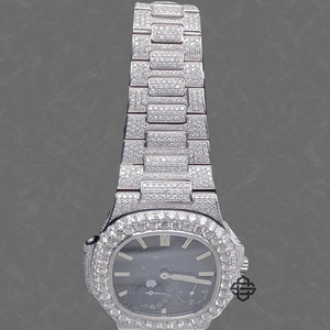 Montre de mode à mouvement à quartz, avec bracelet en acier inoxydable, verre et diamants blancs carrés de qualité supérieure, sertis de moissanite, 20 mm - Product Image 3
