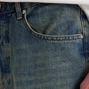 กางเกงยีนส์ขาสั้นทรงหลวมสไตล์วินเทจสำหรับผู้ชาย ปี 2026 ขนาด XS เอวยางยืดสั่งทำพิเศษ คุณภาพสูง ผ่านการซักล้างแล้ว - Product Image 5