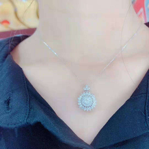 Collar de Lujo con Colgante Circular Grande de Diamantes VS y Oro Puro de 18K, Cadena con Círculo Abierto de Diamantes Reales, Regalo de Joyería - Product Image 1