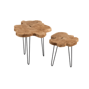 Table basse ARTERRA Premium en bois de teck, design moderne et écologique, ensemble de tables d'appoint gigognes pour salon - Product Image 1