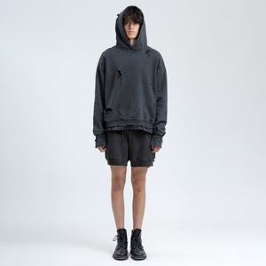 Sweat à capuche surdimensionné pour homme, personnalisé, à manches longues, effet délavé soleil et usé, avec strass, style designer, délavé à l'acide, zippé - Product Image 6
