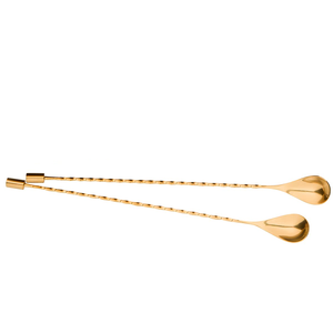 High Quality Brass Cocktail Stirrer Spoon Long <b>Twisted</b> handle Custom Made Logo Mirror Gold Polished Brass Cocktail Mixing Spoon - Product Image 1