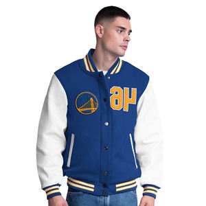 Retro American Varsity Jacket Wool Blend Stand Collar Front Custom Branding OEM Winter Unisex Windproof Breathable <b>Quilt</b> Lining - Product Image 4