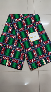 Yellow Brown Geometric Ankara Wax Print Fabric with Modern Grid Pattern for African Dresses and Fashion Wear - Product Image 3