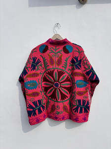 Women's Handmade Suzani Kantha <b>Quilt</b> Jacket Stand Collar Full Sleeves Wholesale Embroidered Ethnic Fashion Outerwear Collection - Product Image 2