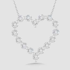 Pendentif en forme de cœur serti de diamants de laboratoire, monture à griffes, délicat et minimaliste, pour usage quotidien, à superposer, chaîne de 18 pouces, or massif 14 carats, 3,84 ct - Product Image 3