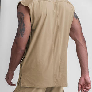 Débardeur de sport personnalisé pour homme, respirant, en coton et élasthanne, col en V, coupe ajustée, sans manches, pour l'entraînement et la course à pied - Product Image 2
